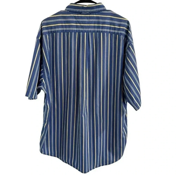 Vintage Tommy Hilfiger Button Up Shirt Size XL Blue Yellow Stripes Logo Casual - Picture 6 of 9